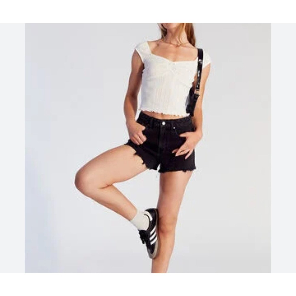 Pacsun High Rise Festival Jean Shorts Womens 28 Black Frayed Cutoff Denim Boho